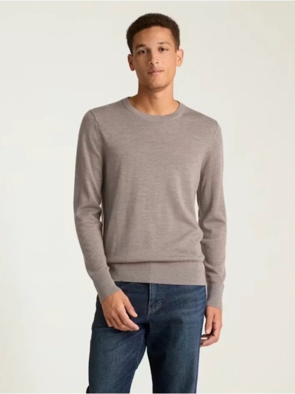 Bonobos Men's Crew Neck Fine Merino Wool Sweater Oat Brown Size XXL NIB - Picture 8 of 8